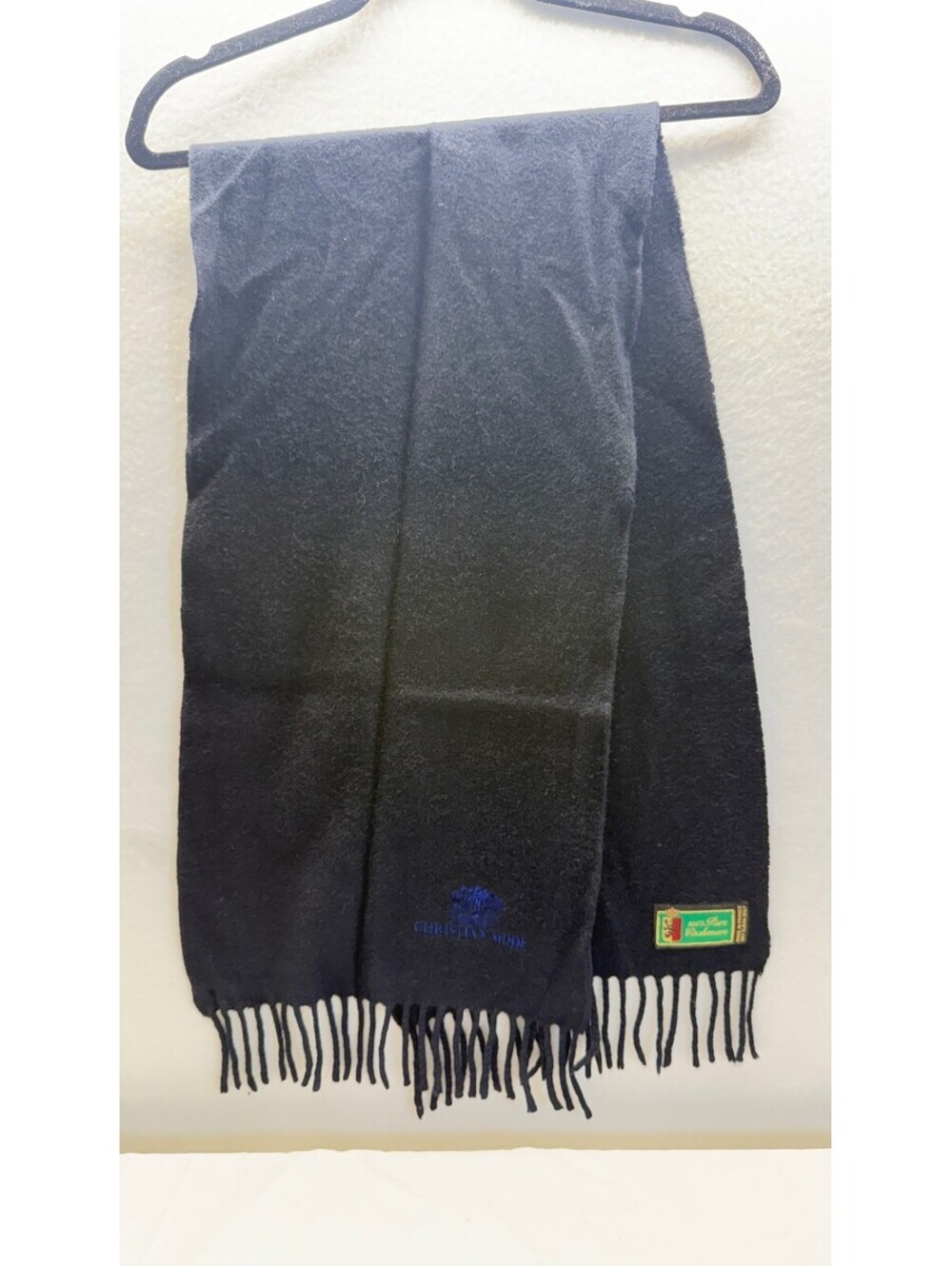 Christian Mode 100% Pure Cashmere Scarf Made in France Black E-3